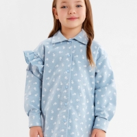 Рубашка детская с воланом KAFTAN р.38 (146-152 см), синий Рубашка детская с воланом KAFTAN р.38 (146-152 см), синий