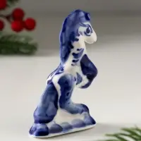 Сувенир Лошадь цирковая малая, 8,5х6,5 см, гжель