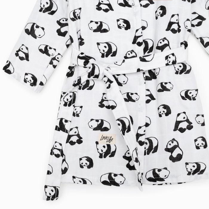 Халат детский муслиновый LoveLife &laquo;Панды&raquo; (5 лет, рост 110-116 см) 100% хлопок, 235 гр/м2