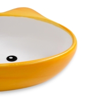 Миска керамическая овальная "Кошачья мордочка" 200 мл  14 х 12 х 3,5 см, жёлтая/белая