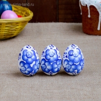 Фигурка пасхальная &laquo;Яйцо гжель&raquo;, белое, 7 см