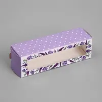 Коробка для макарун, кондитерская упаковка &laquo;Лаванда&raquo;, 18 х 5.5 х 5.5 см