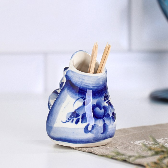 Подставка под зубочистки &laquo;Еж&raquo;, гжель