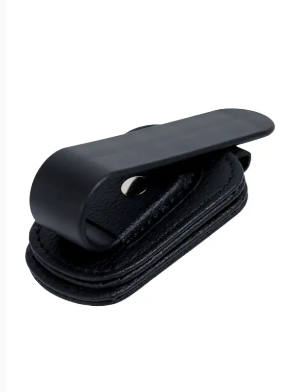 Держатель для очков автомобильный, кожаный, черный