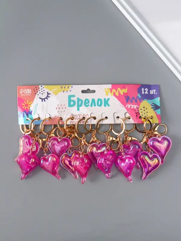 Брелок пластик голография с карабином "Розовое сердце, мыльный пузырь" 5,2х4,2х1,2 см