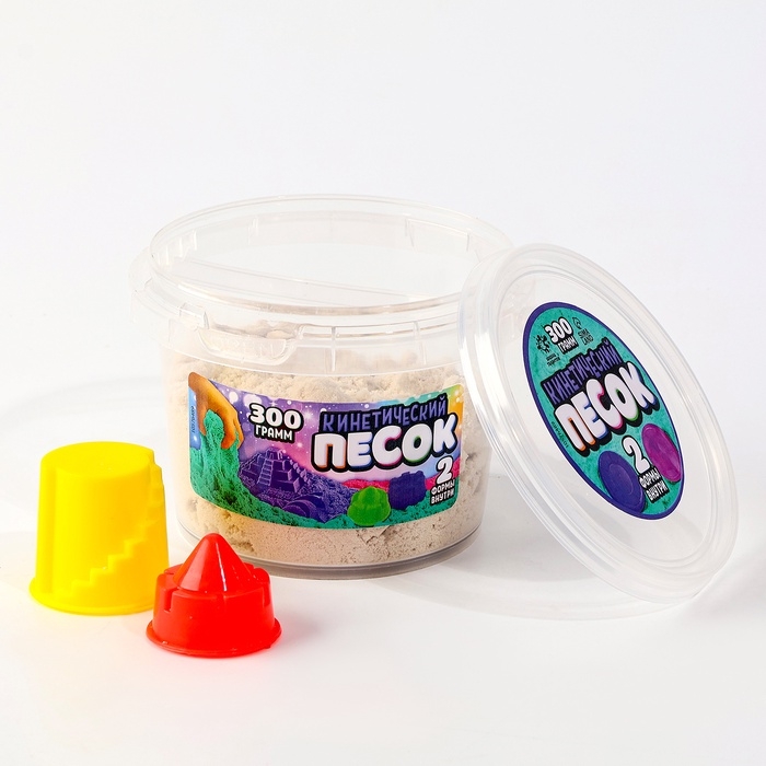 Кинетический песок, 2 формочки, 300 гр, цвет белый Кинетический песок, 2 формочки, 300 гр, цвет белый