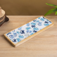 Блюдо прямоугольное "Крабы" дерево манго 41х15 см