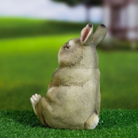 Садовая фигура "Зайка-хохотун маленький" серый, 9x11x16см