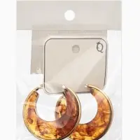 Серьги-кольца акрил "Тренд", цвет янтарный в золоте