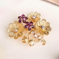 Брошь &laquo;Цветы&raquo; лютики, цвет фиолетовый в золоте