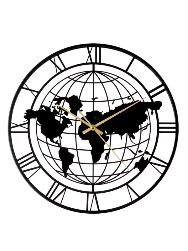 Часы настенные интерьерные &laquo;Глобус&raquo;, плавный ход, d-40 см