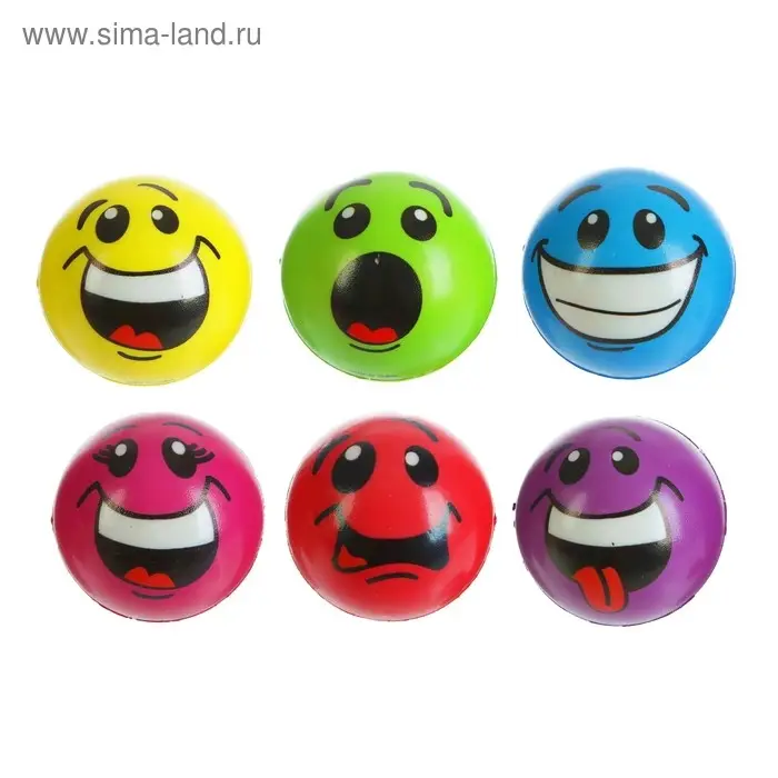 Мяч детский мягкий &laquo;Смайлики&raquo;, 6.3 см, МИКС