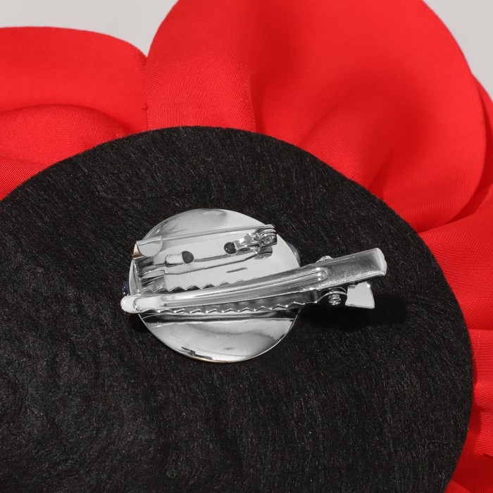 Брошь текстильная &laquo;Цветок&raquo; камелия, цвет красный