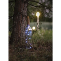 Гирлянда &laquo;Нить&raquo; 1 м роса с пробкой, IP44, серебристая нить, 10 LED, свечение белое, фиксинг, солнечная батарея