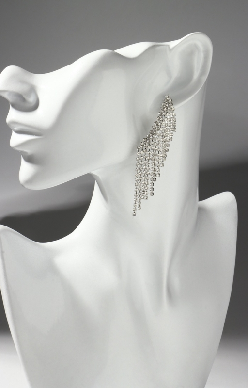 Серьги висячие со стразами &laquo;Вечное сияние&raquo; водопад, цвет белый в серебре