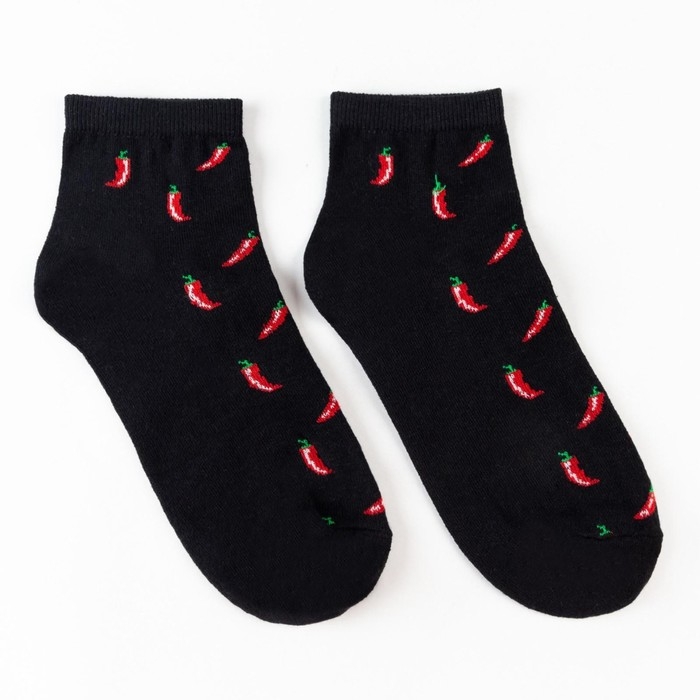 Носки женские &laquo;Перцы&raquo;, цвет чёрный, размер 23-25