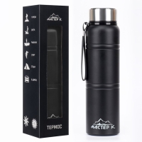 Термос, 850мл, Warm, сохраняет тепло 24 ч, с ситечком, с датчиком температуры, чёрный