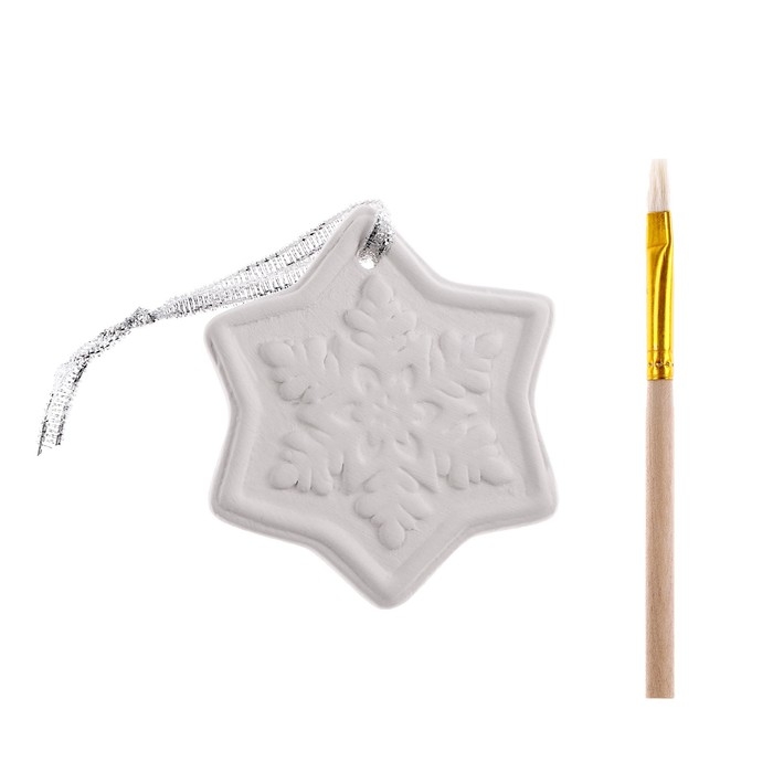 Новый год! Ёлочное украшение под раскраску &laquo;Снежинка&raquo; с подвесом, кисть