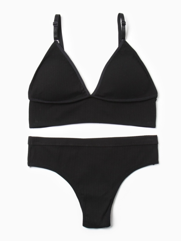 Комплект женский (топ, трусы) цвет черный, размер 44-46