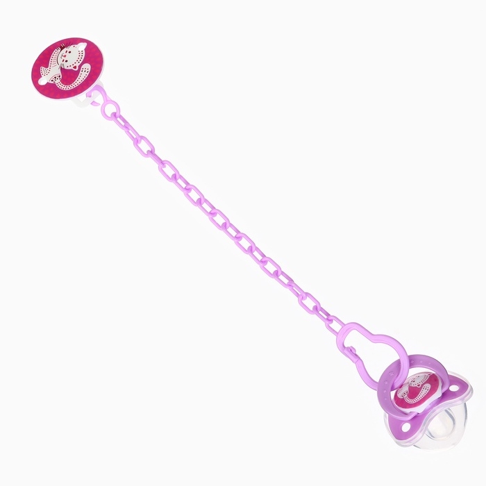 Пустышка ортодонт., с колпачком и держателем, от 0 мес., цвет Фиолет / Роз