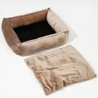 Лежанка для кошек и собак велюровая Pet Lab, 45 х 40 х 15 см, бежевая