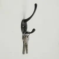 Крючок мебельный ТУНДРА TKd=002 LIGHT, двухрожковый, черный