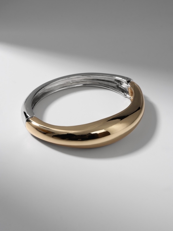 Браслет металл &laquo;Тренд&raquo; объёмный, цвет серебрено-золотой