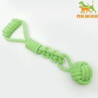 Игрушка канатная плетеная с ручкой для крупных собак, до 38 см, до 180 г, шар 7 см