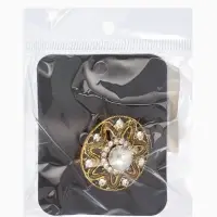 Кольцо для платка "Цветок в круге", цвет белый в чернёном золоте