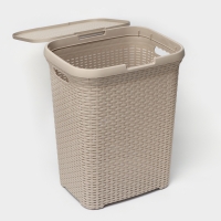 Корзина бельевая с крышкой &laquo;Ротанг&raquo;, 60 л, 34&times;44&times;55 см, цвет латте