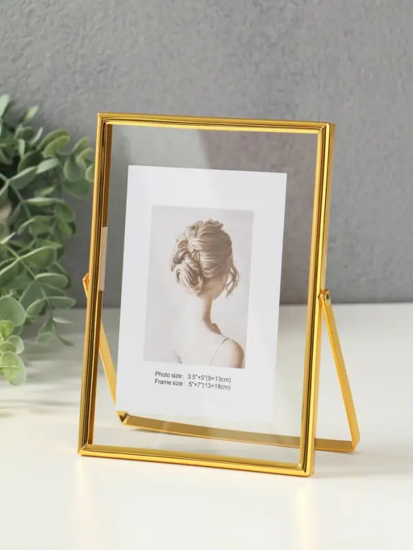 Фоторамка металл на 1 фото 13х18 см "Лофт" золото гальваника 1,2х14х18,8 см