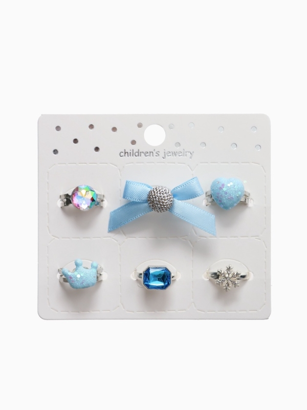 Кольца детские "Выбражулька" набор 6шт,зимняя принцесса ассорти, форма и цвет МИКС, б-р