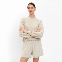 Комплект женский (джемпер, шорты) MINAKU: Casual Collection цвет бежевый, р-р 50 Комплект женский (джемпер, шорты) MINAKU: Casual Collection цвет бежевый, р-р 50