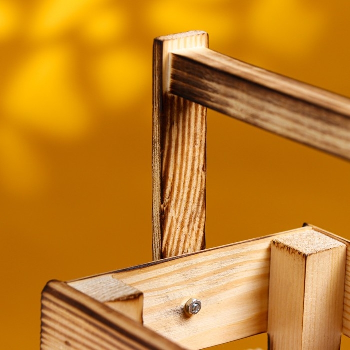 Кашпо деревянное 15&times;12,5&times;9,5 см "Однушка Лайт", двухреечное, обжиг Дарим Красиво