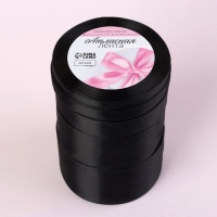 Набор атласных лент, 5 шт, размер лент: 6/10/20/40/50 мм &times; 23 &plusmn; 1 м, цвет чёрный