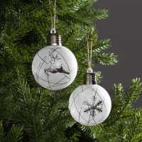 Набор ёлочных шаров «Серебристые нити» 2 шт., батарейки, 1 LED, свечение белое Набор ёлочных шаров «Серебристые нити» 2 шт., батарейки, 1 LED, свечение белое