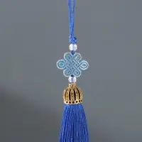 Подвеска текстиль, пластик "Узел счастья и бесконечности" ярко-синяя 0,7х1х9,5 см