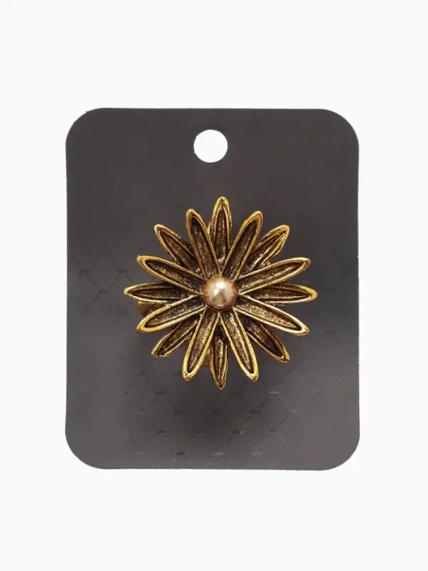 Кольцо для платка "Цветок Астра", цвет белый в чернёном золоте