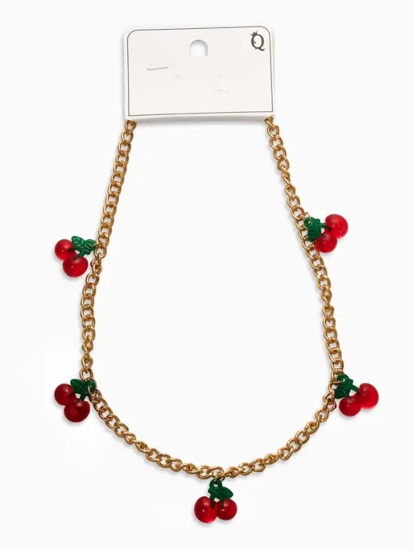 Цепь с подвесами "Вишня", цветная в золоте