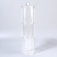 Органайзер для ватных палочек и дисков, с крышкой, 3 секции, 29 &times; 7 &times; 7см, в картонной коробке, цвет прозрачный