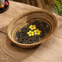 Корзинка плетеная ротанг "Цветы 2", 34х26х7 см, МИКС