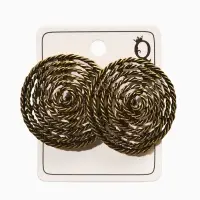 Клипсы "Винтаж" круг из веревки, цвет чернёное золото