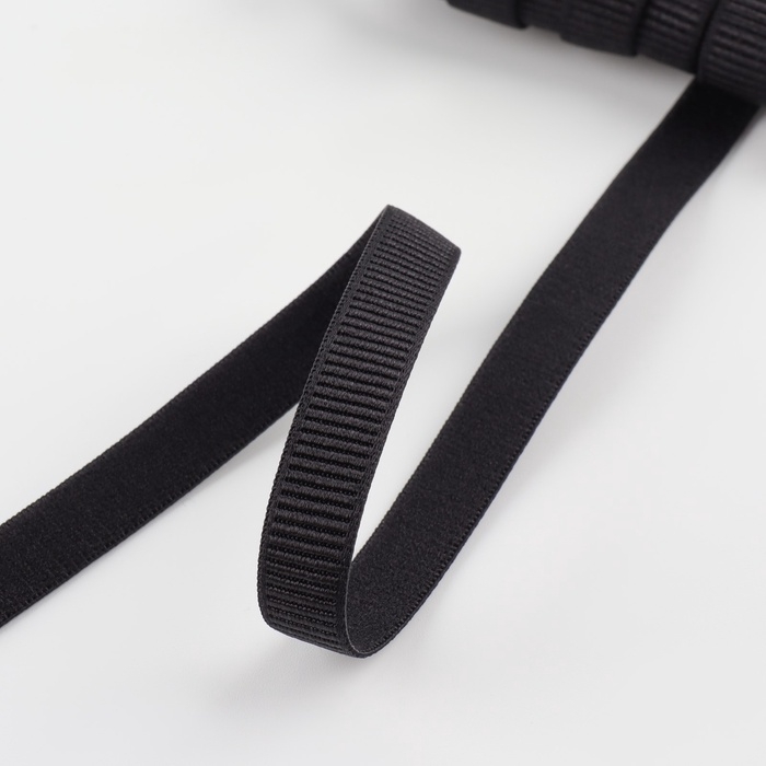 Резинка бельевая, в рубчик, 10 мм, 10 &plusmn; 1 м, цвет чёрный