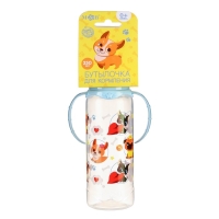 Бутылочка для кормления &laquo;ТРЕНД. Песики&raquo;, классическое горло, 250 мл., от 3 мес., цилиндр, с ручками, цвет голубой