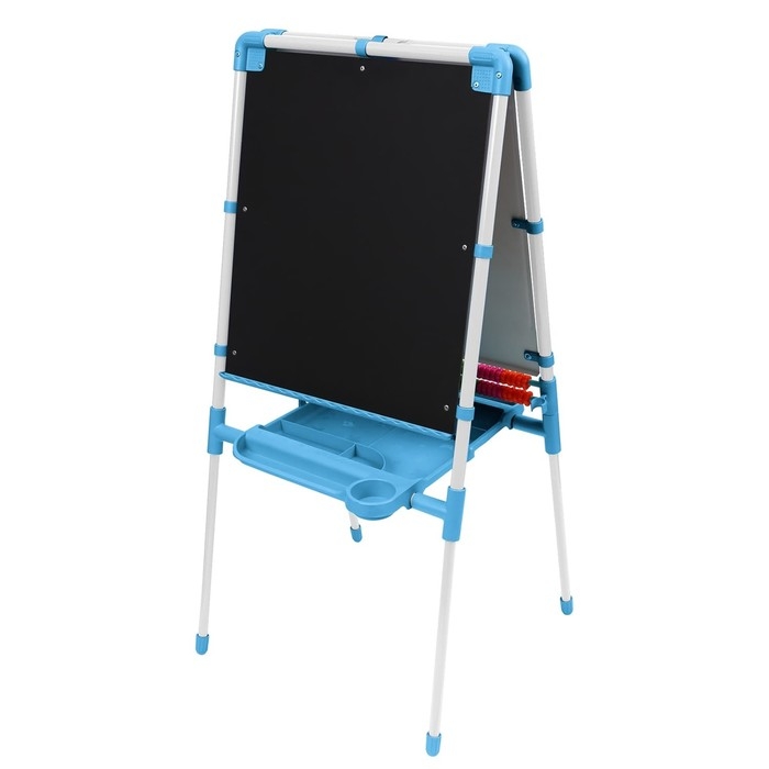 Мольберт детский двусторонний &laquo;Доска знаний&raquo;, регулируется по высоте, + учебные принадлежности, цвет голубой