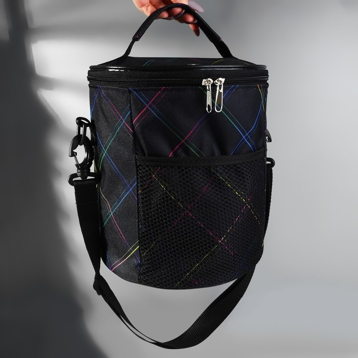 Сумка-футляр &laquo;Неон&raquo;, 2 люверса, d = 21 &times; 23 см, цвет чёрный/разноцветный