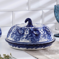 Блюдо &laquo;Блинница Тыква&raquo;, гжель