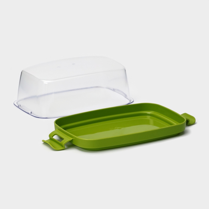 Маслёнка &laquo;Летиция&raquo;, пластиковая, 16,3&times;10,1&times;6,5 см, цвет оливковый