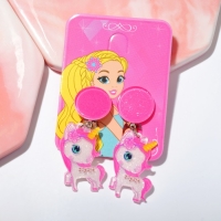 Клипсы детские «Выбражулька» сказка, единорожка с цветочком, цвет розовый Клипсы детские «Выбражулька» сказка, единорожка с цветочком, цвет розовый