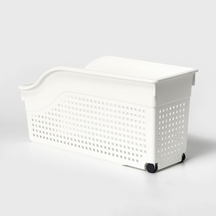 Контейнер для хранения хозяйственный &laquo;Лофт&raquo;, 3 л, 35,5&times;13&times;17 см, на колёсах, цвет белый